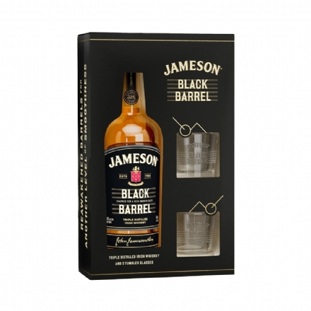 Jameson Black Barrel with 2 Glasses GiftBox 700ml - Liquor Legends New Zealand