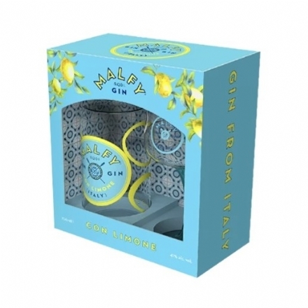 Malfy Con Limone Gin with 1 Glass Giftbox 700ml - Liquor Legends New Zealand