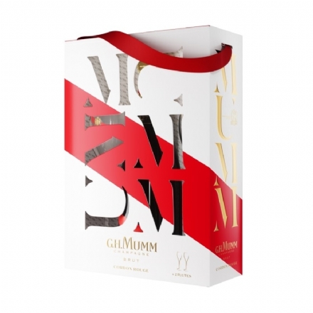 Mumm Grand Cordon Brut with 2 Flutes GiftBox 750ml - Liquor Legends New Zealand