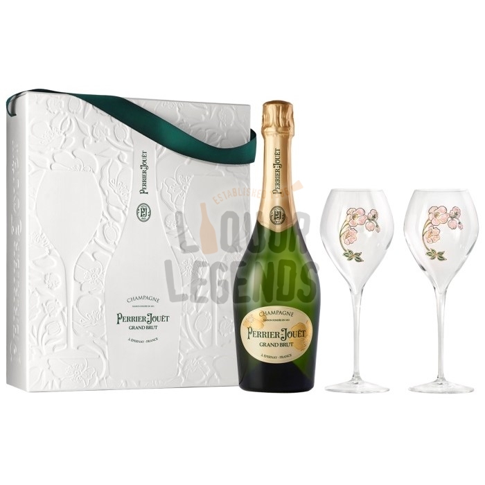 Perrier-Jouët Grand Brut 750ml✕2 Perrier Jouet Grand Brut Champagne with 2 Flutes GiftBox
